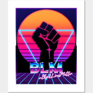 BLM Black Lives Matter 80s Vaporwave Retro Sunset Posters and Art